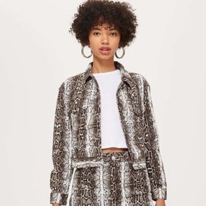 Topshop Denim Snakeskin Print Jacket-US 4